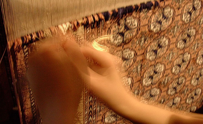 ペルシャ絨毯の制作過程